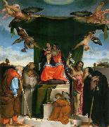 Lorenzo Lotto Thronende Madonna, Engel und Heilige oil painting picture wholesale